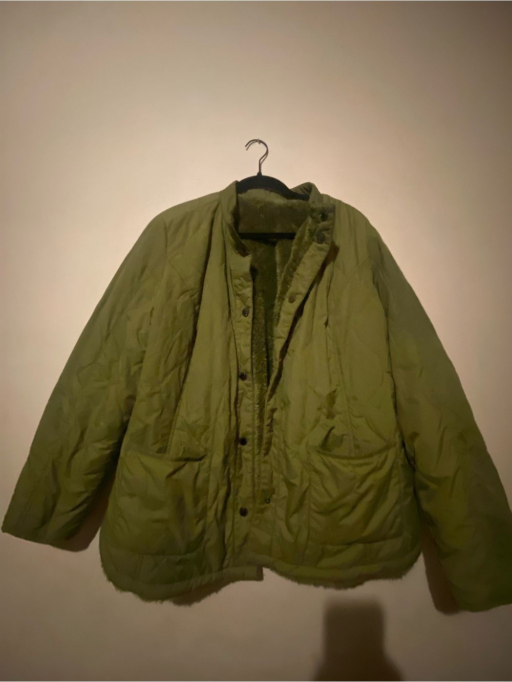 Isaac Mizrahi Olive Green Quilted Puffer Jacket
